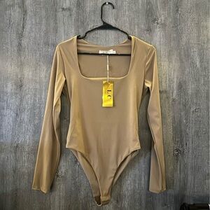 Elegant Tan Long Sleeve Bodysuit